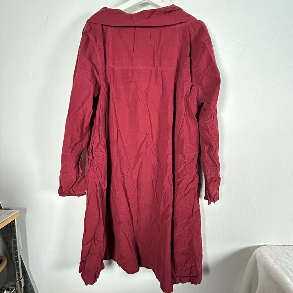CP Shades Womens XL Corduroy Long Sleeve Cowl Neck Dress Red Pockets USA NWOT - Picture 2 of 9